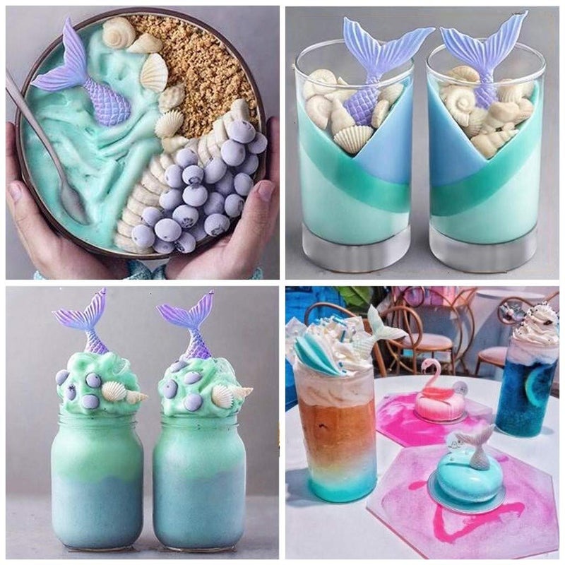 SUNKOOL Mermaid Theme Cake Mold,Seashell,Starfish Mermaid Tail Silicone Mold Cupcake Toppers Mold for Candy,Chocolate,Fondant,Polymer Clay,Crafting Projects,Cake Decoration - Image 3